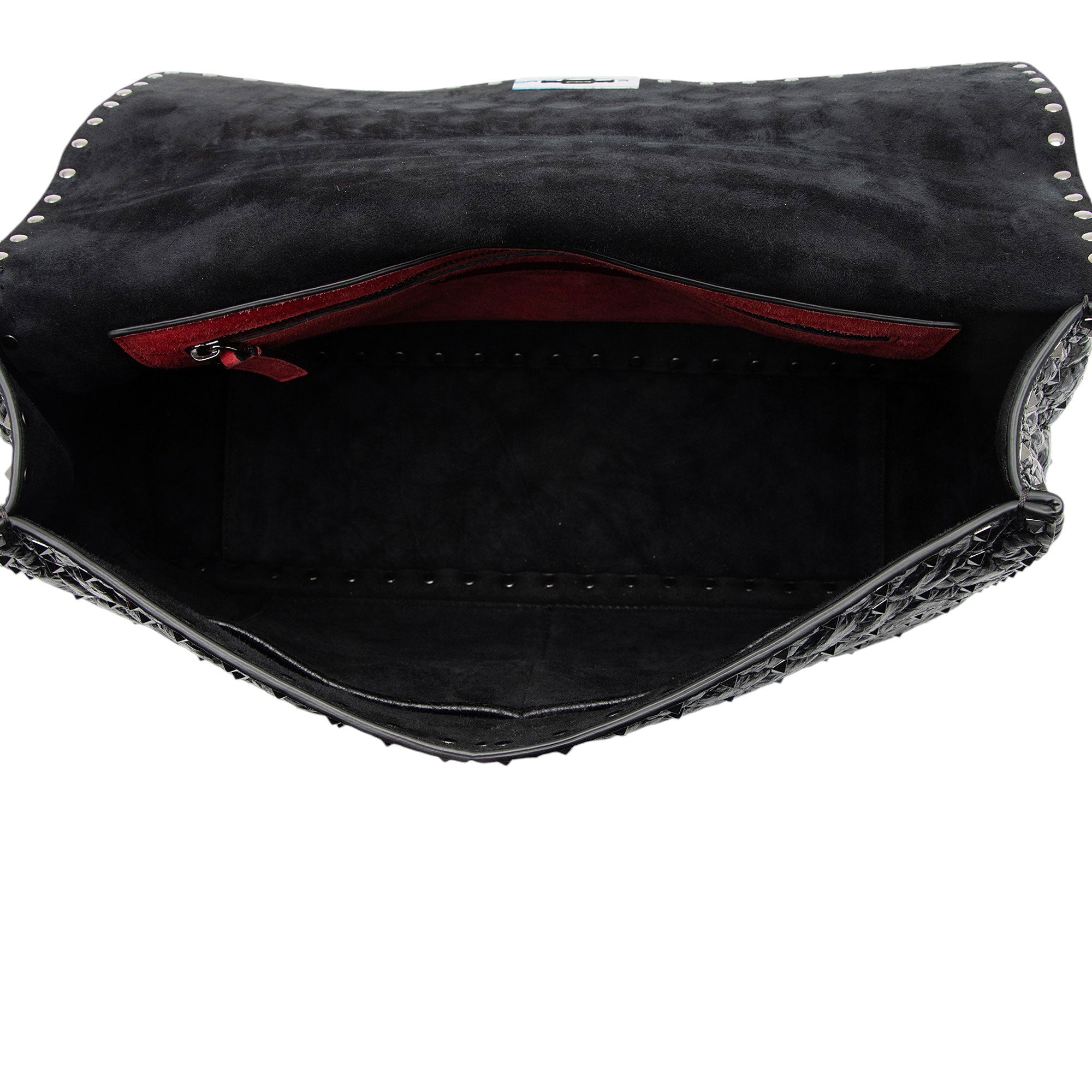Valentino Crinkled Calfskin Rockstud Spike Up Maxi Shoulder Bag