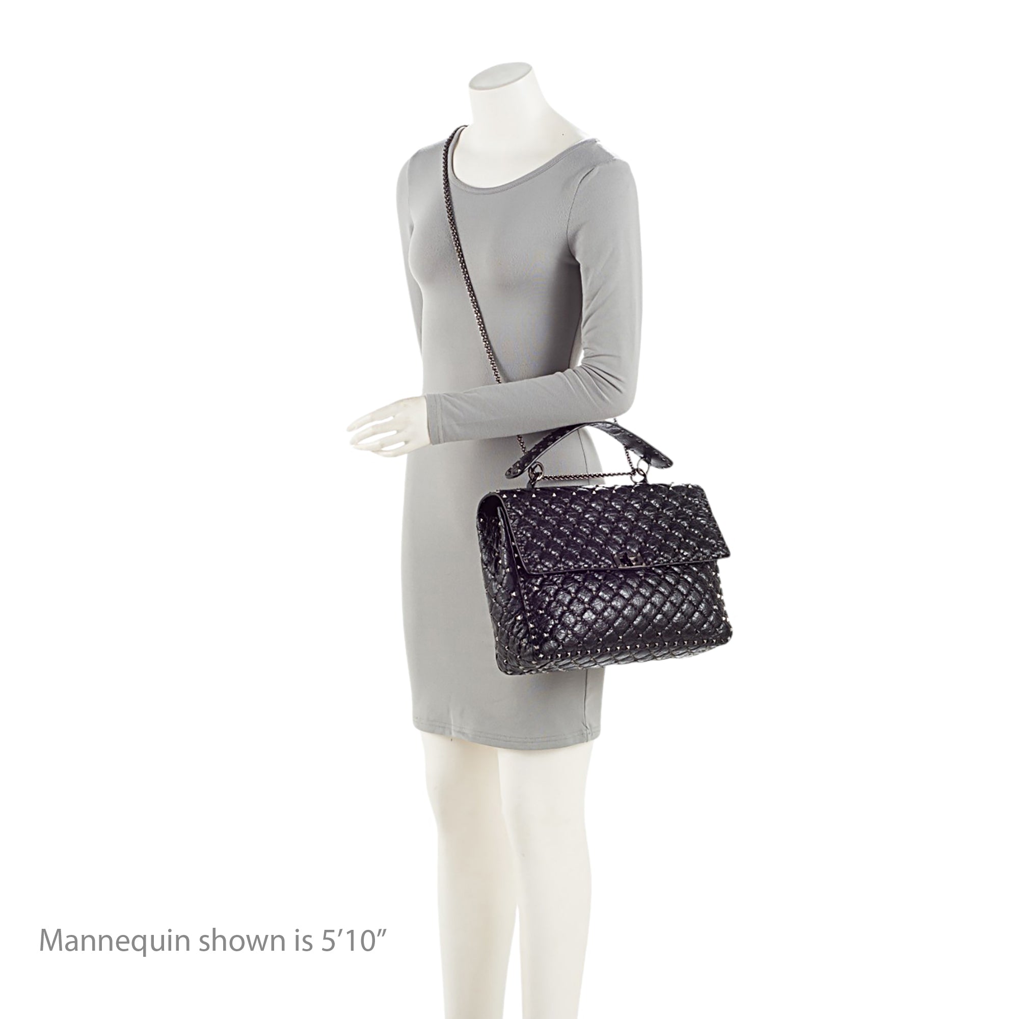 Valentino Crinkled Calfskin Rockstud Spike Up Maxi Shoulder Bag