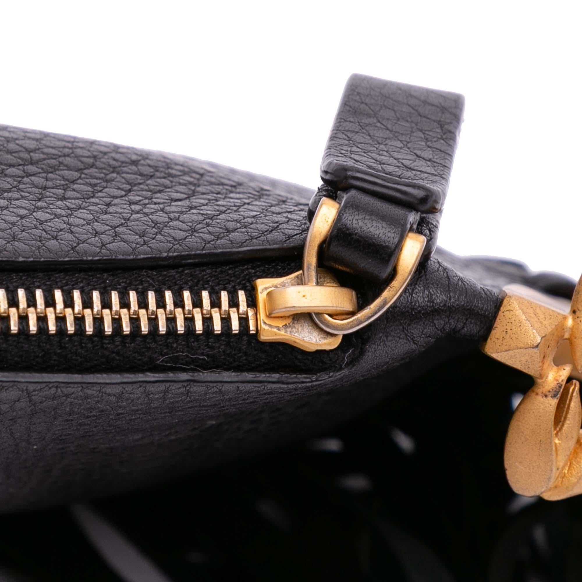 Valentino Grained Calfskin C Rockee Zodiac Fringe Clutch