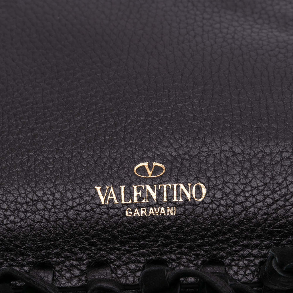 Valentino Grained Calfskin C Rockee Zodiac Fringe Clutch
