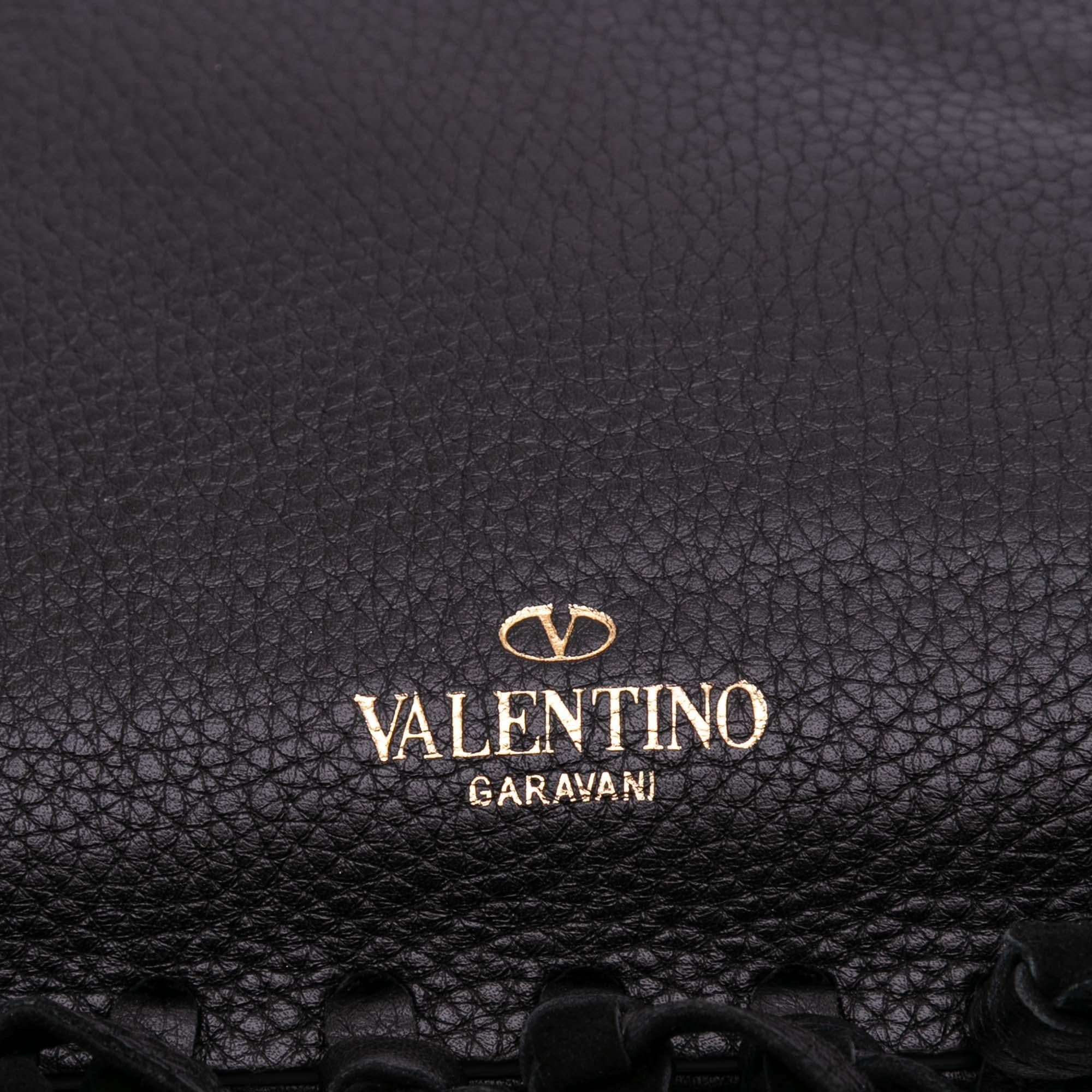 Valentino Grained Calfskin C Rockee Zodiac Fringe Clutch