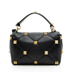 Valentino Grained Calfskin Roman Stud Medium Shoulder Bag
