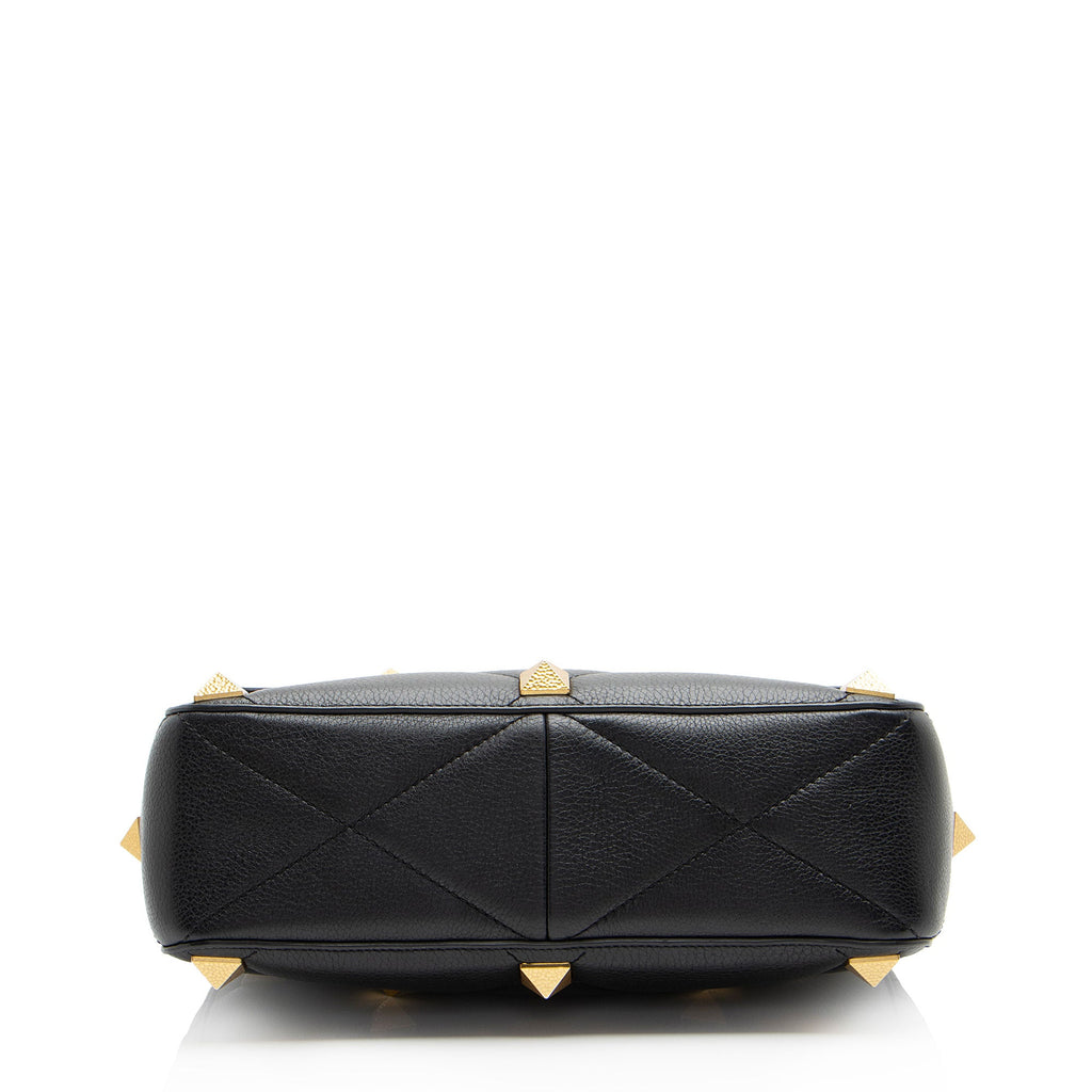 Valentino Grained Calfskin Roman Stud Medium Shoulder Bag