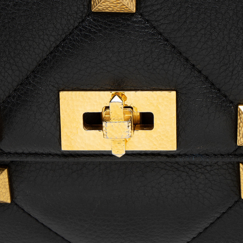 Valentino Grained Calfskin Roman Stud Medium Shoulder Bag