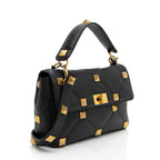 Valentino Grained Calfskin Roman Stud Medium Shoulder Bag