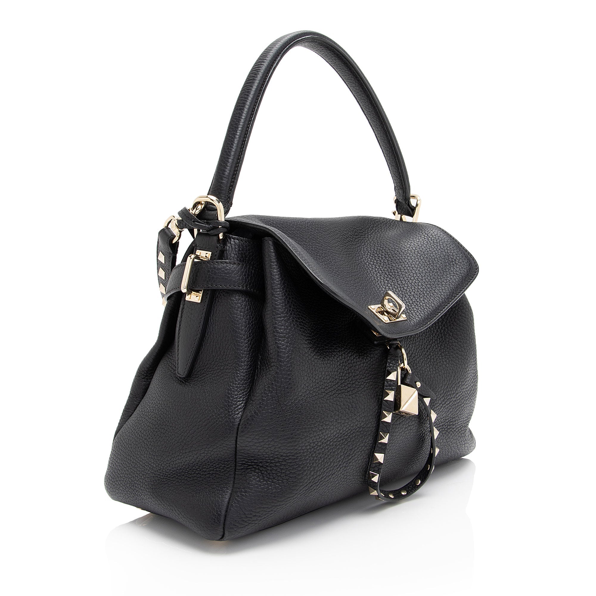 Valentino Grained Calfskin Rockstud Twiny Top Handle