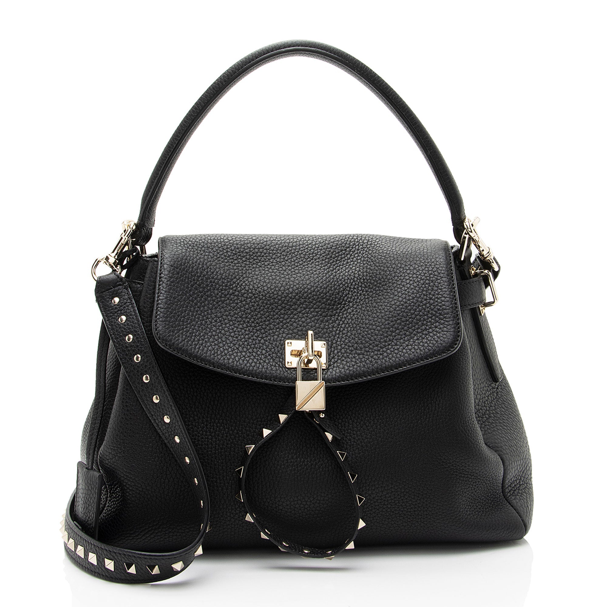 Valentino Grained Calfskin Rockstud Twiny Top Handle (SHF-pZLIQl)