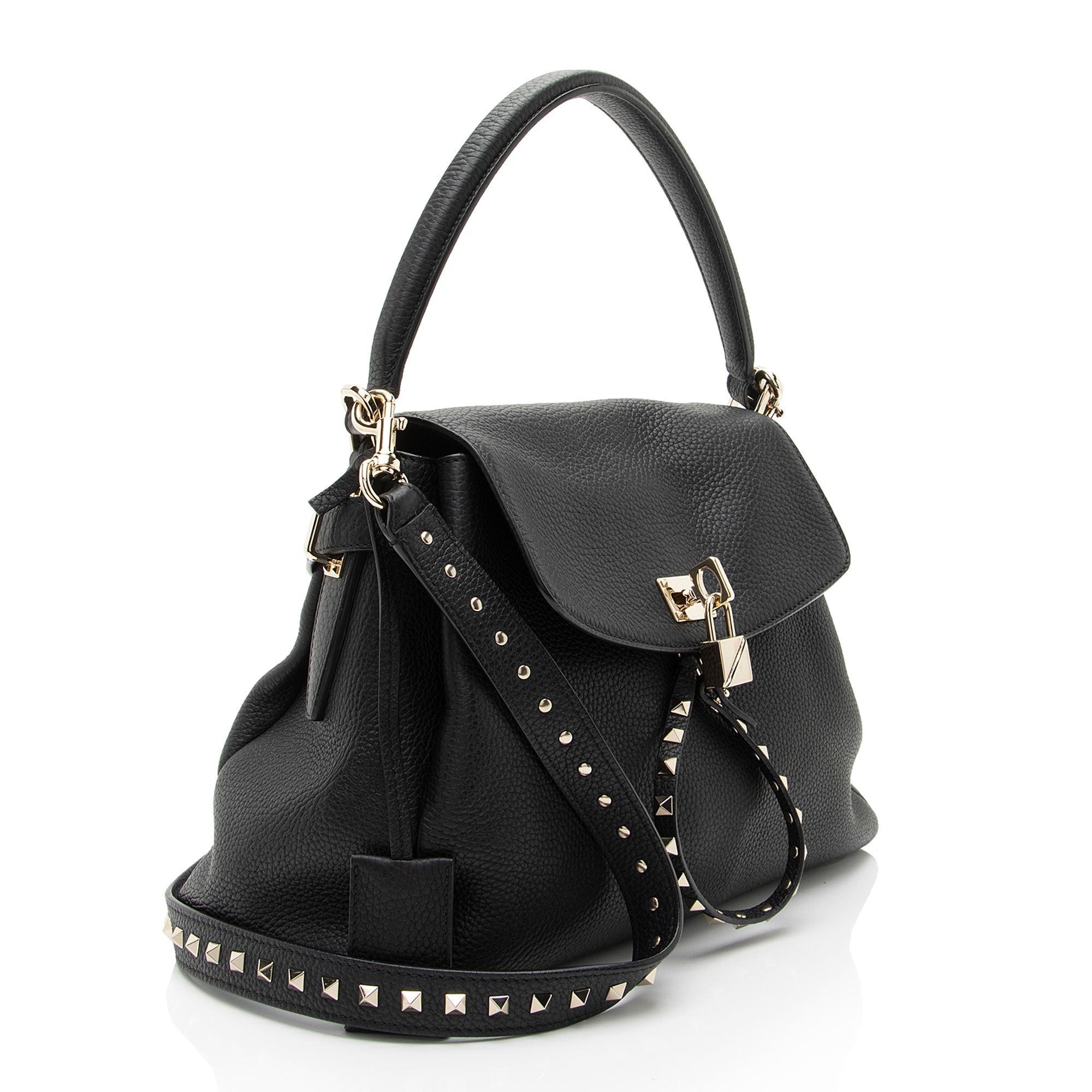Valentino Grained Calfskin Rockstud Twiny Top Handle (SHF-pZLIQl)