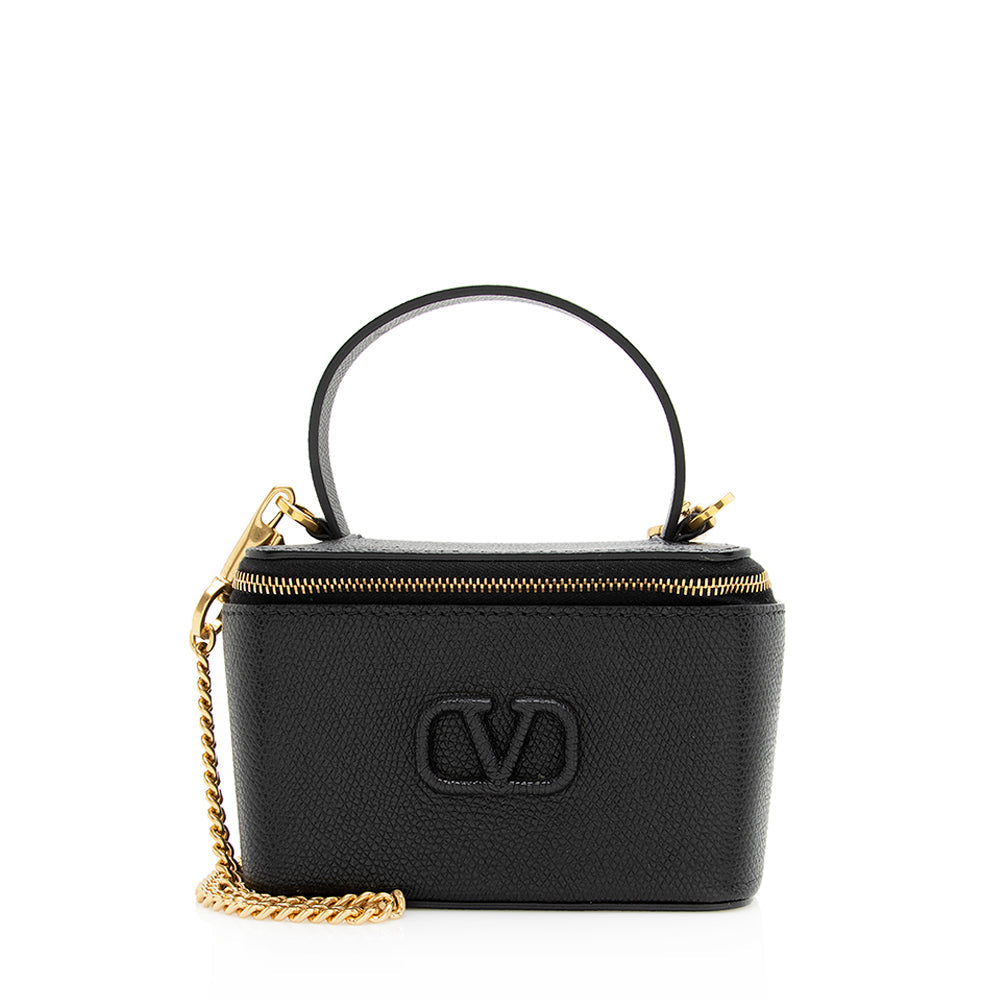 Valentino Grained Calfskin Vsling Chain Vanity Case (SHF-19733)