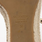 Valentino Grainy Calfskin Double Rockstud Wedge Sandals - Size 8 / 38 (SHF-sJMeiu)