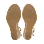 Valentino Grainy Calfskin Double Rockstud Wedge Sandals - Size 8 / 38 (SHF-sJMeiu)