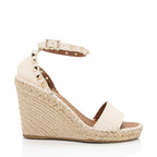 Valentino Grainy Calfskin Double Rockstud Wedge Sandals - Size 8 / 38 (SHF-sJMeiu)