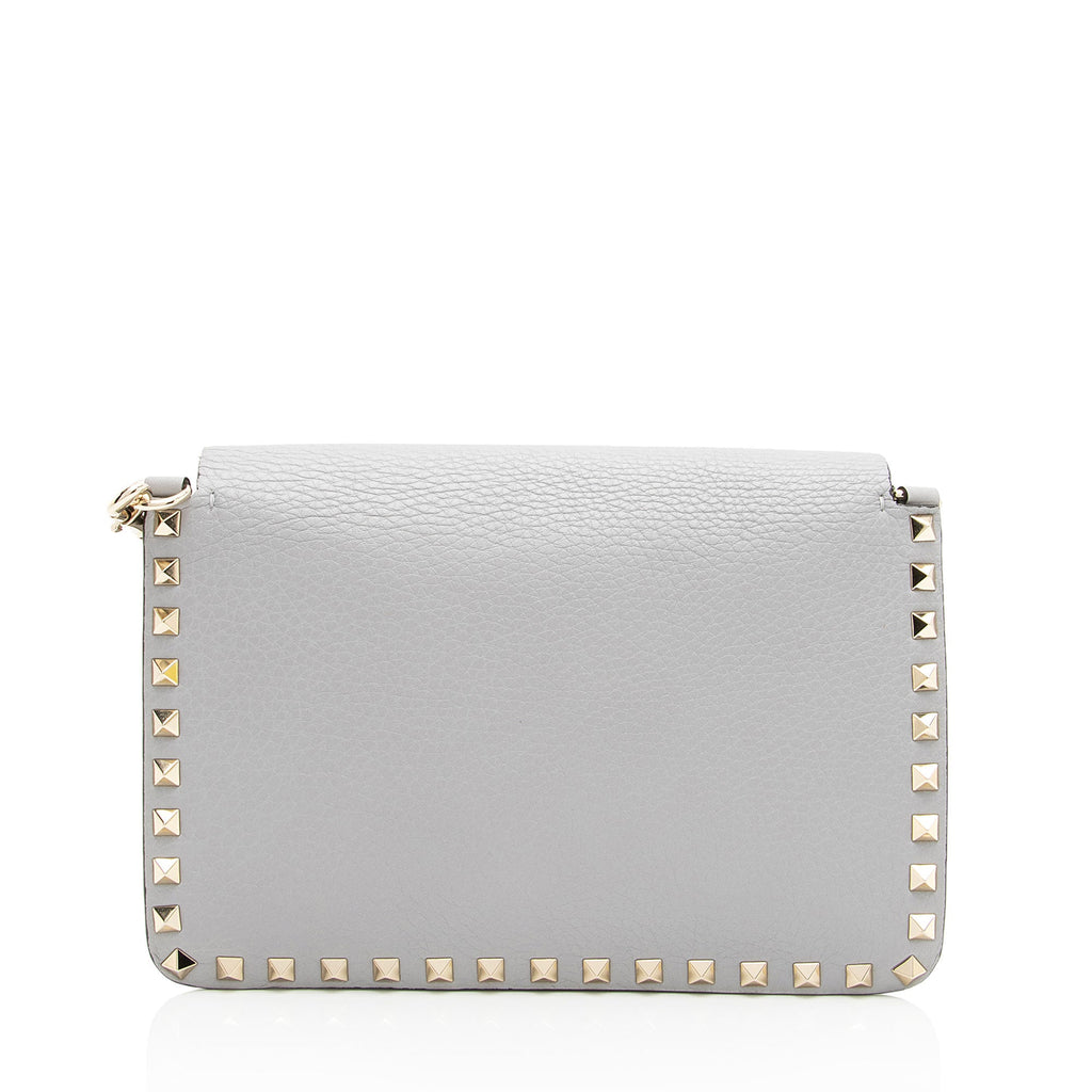 Valentino Grainy Calfskin Rockstud Flap Side Slip Crossbody