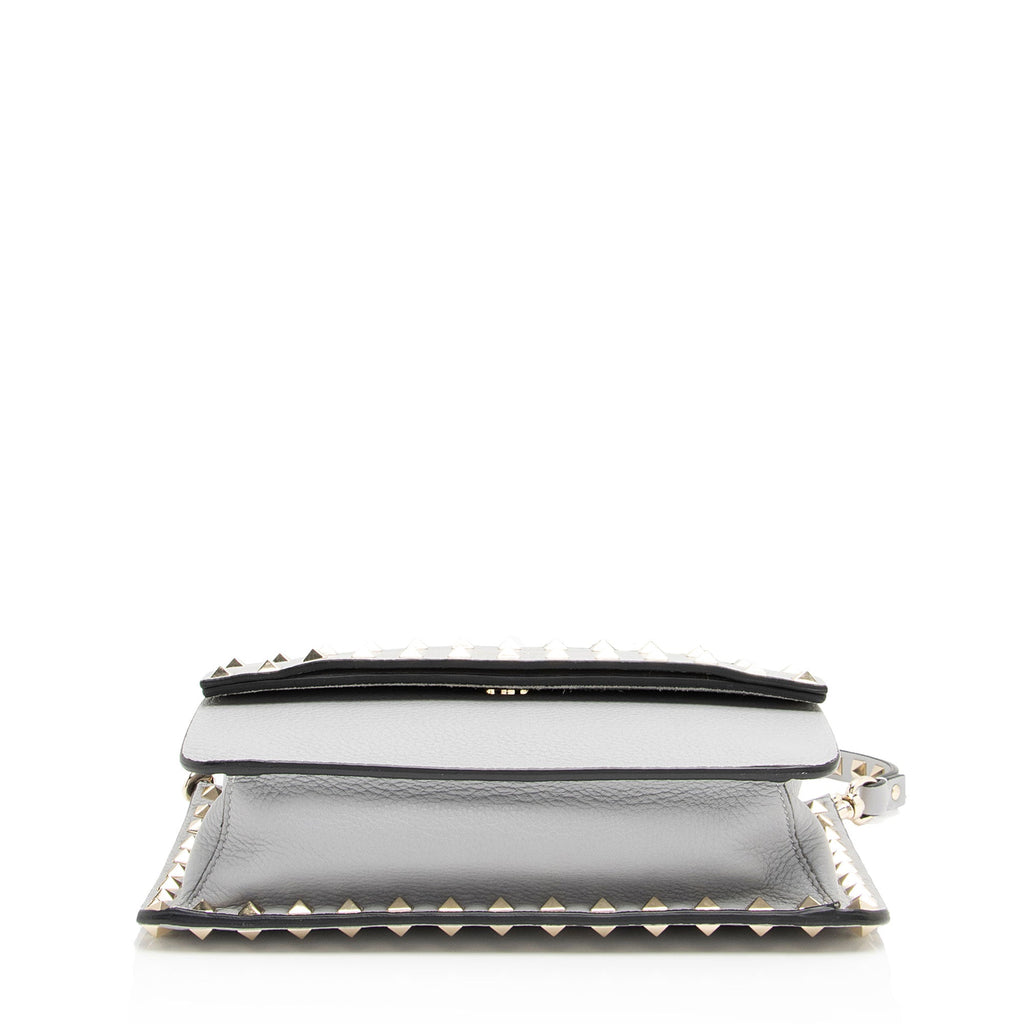 Valentino Grainy Calfskin Rockstud Flap Side Slip Crossbody