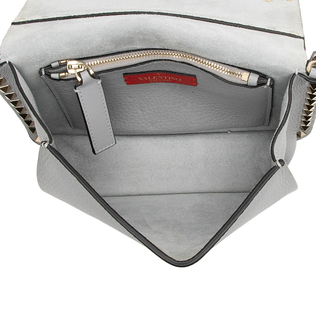 Valentino Grainy Calfskin Rockstud Flap Side Slip Crossbody