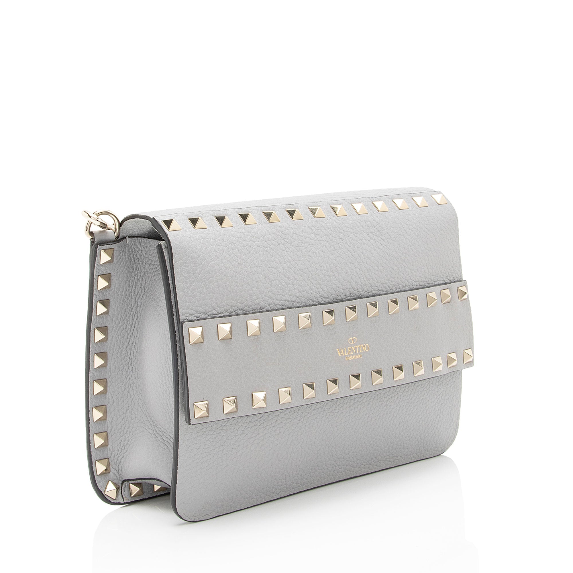 Valentino Grainy Calfskin Rockstud Flap Side Slip Crossbody