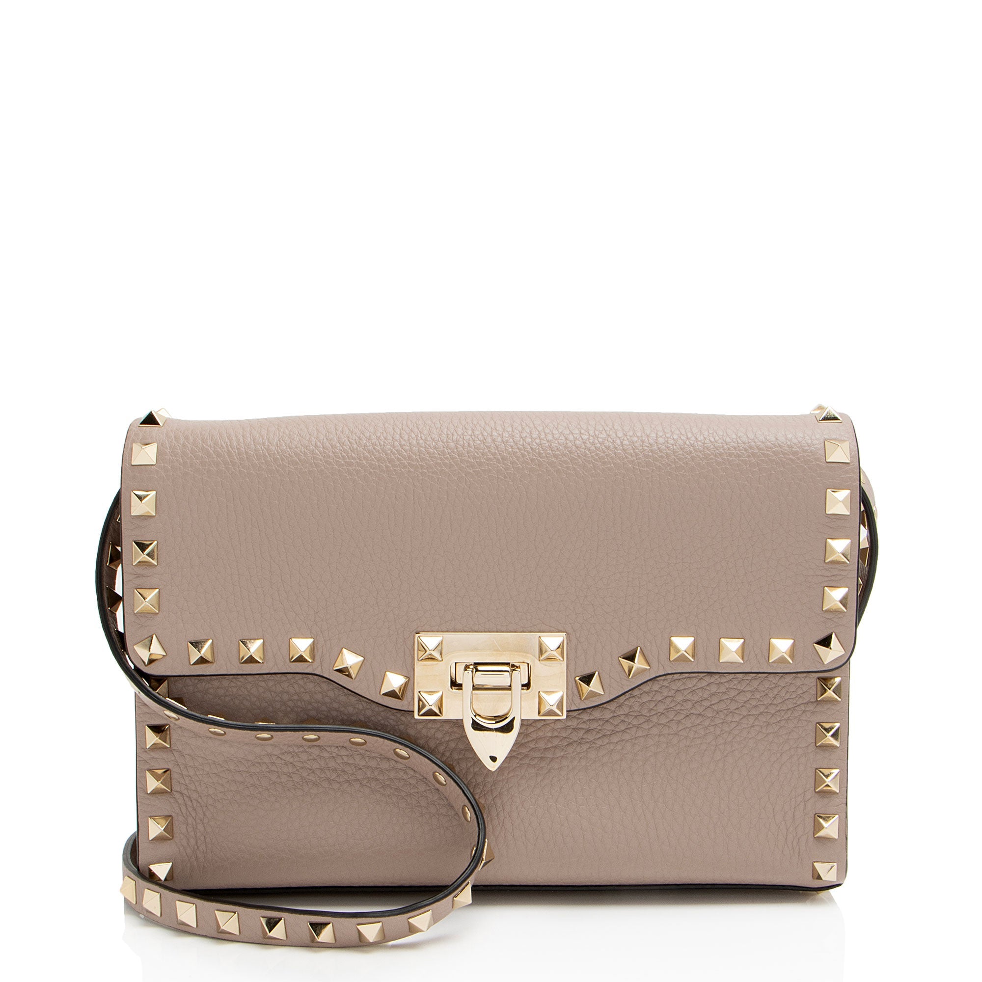 Valentino Grainy Calfskin Rockstud Flap Small Crossbody (SHF-yYGh00)