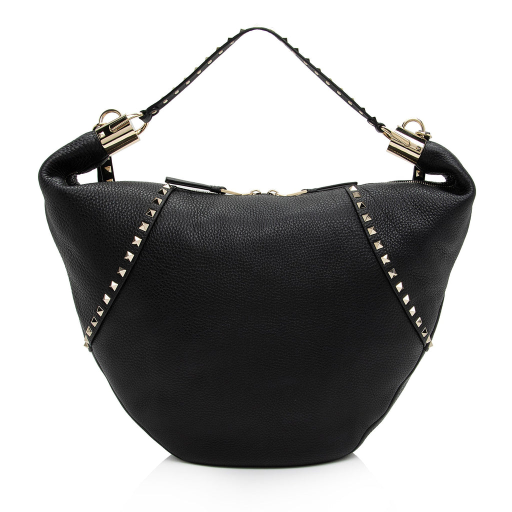 Valentino Grainy Calfskin Rockstud Hobo (SHF-koVIVI)