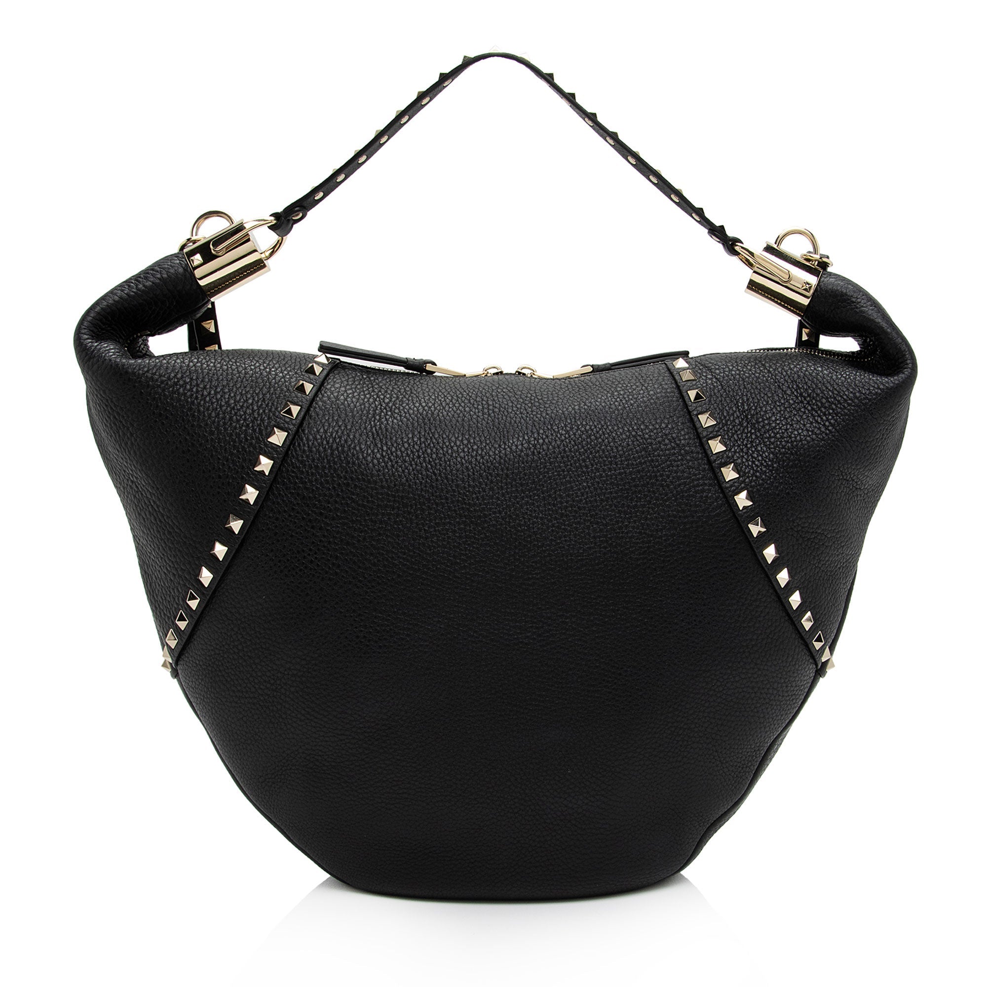 Valentino Grainy Calfskin Rockstud Hobo (SHF-koVIVI)