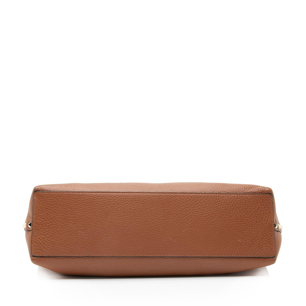 Valentino Grainy Calfskin Rockstud Slouch Medium Tote