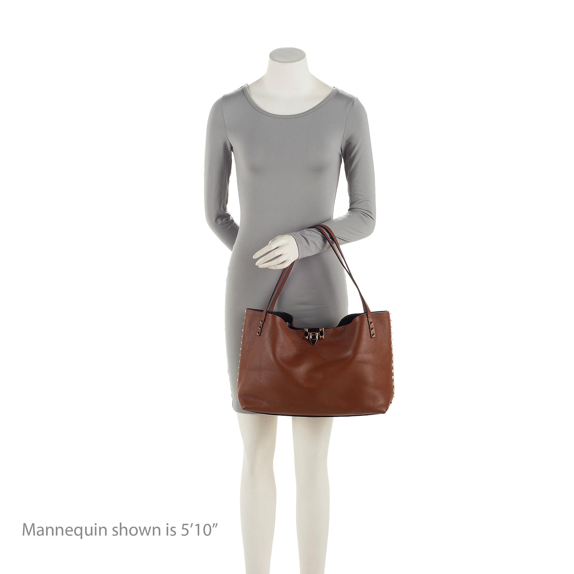 Valentino Grainy Calfskin Rockstud Slouch Medium Tote