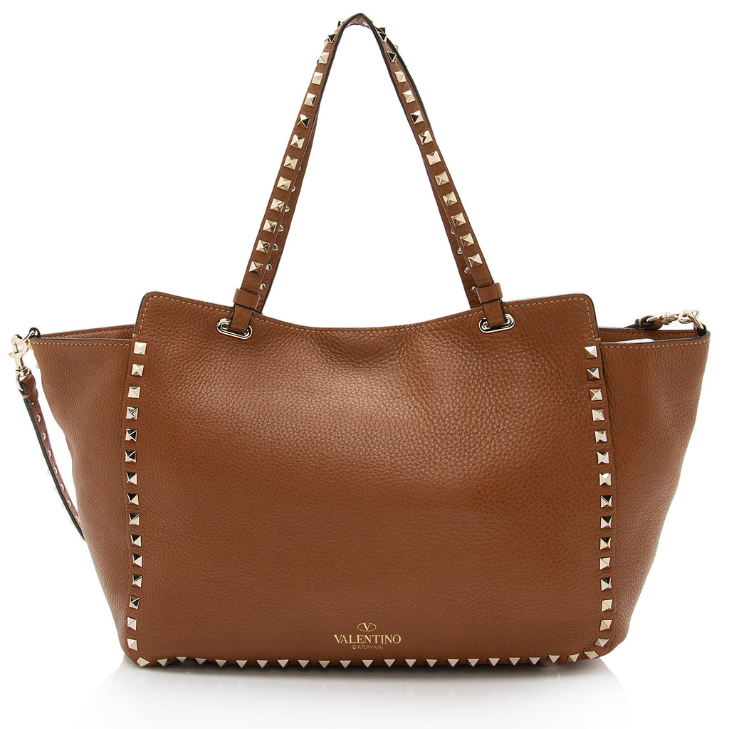 Valentino Grainy Calfskin Rockstud Medium Tote (SHF-EnAOS2)