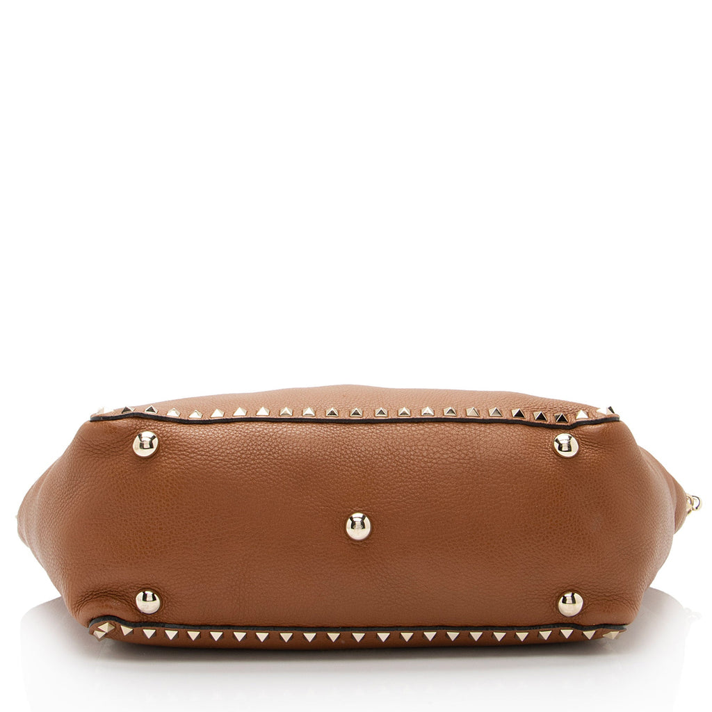Valentino Grainy Calfskin Rockstud Medium Tote (SHF-EnAOS2)