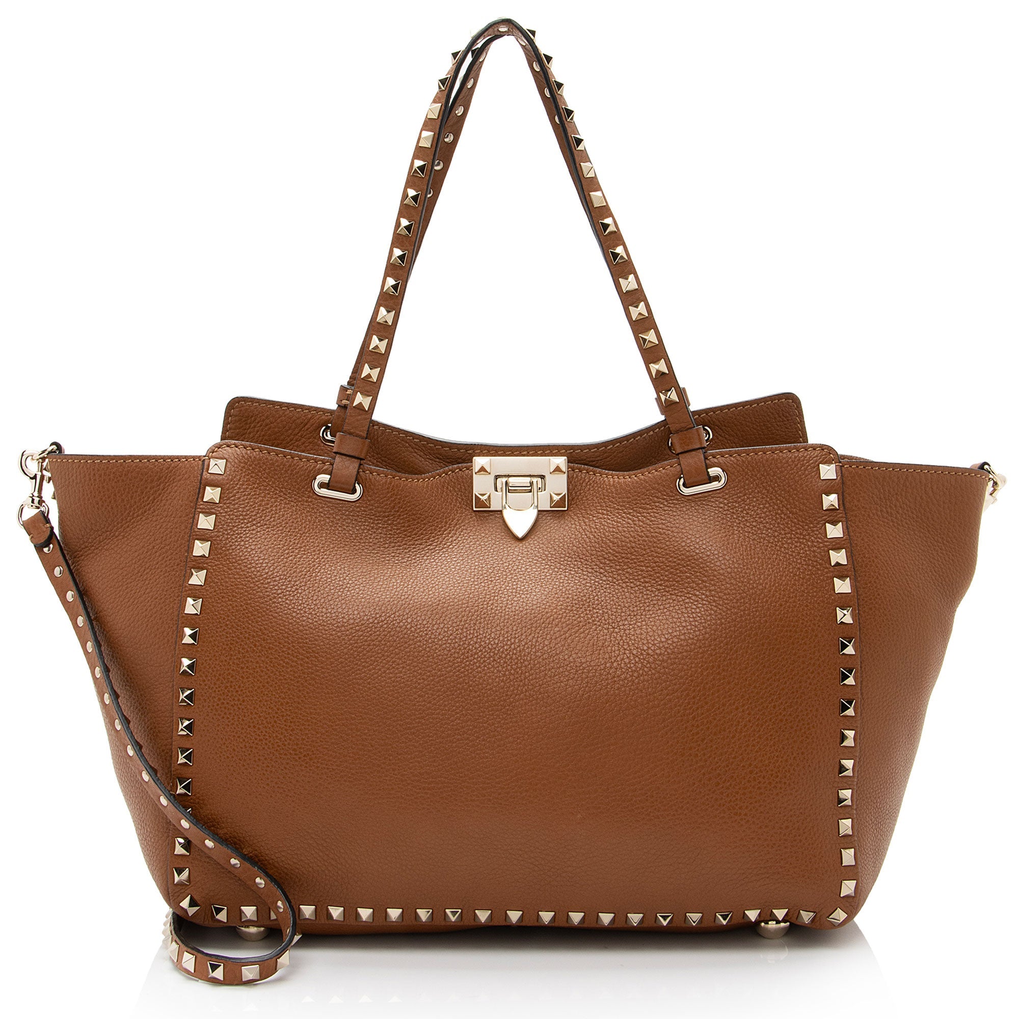 Valentino Grainy Calfskin Rockstud Medium Tote (SHF-EnAOS2)