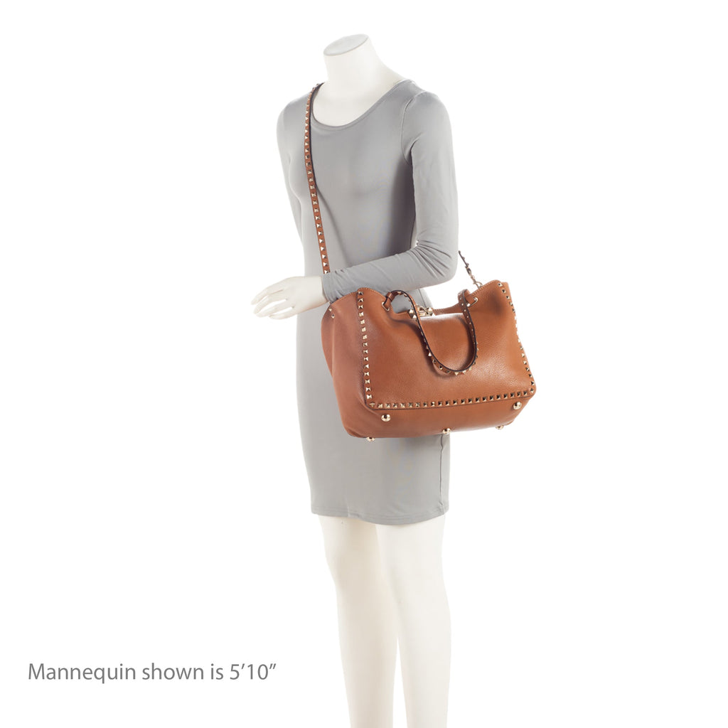 Valentino Grainy Calfskin Rockstud Medium Tote (SHF-EnAOS2)