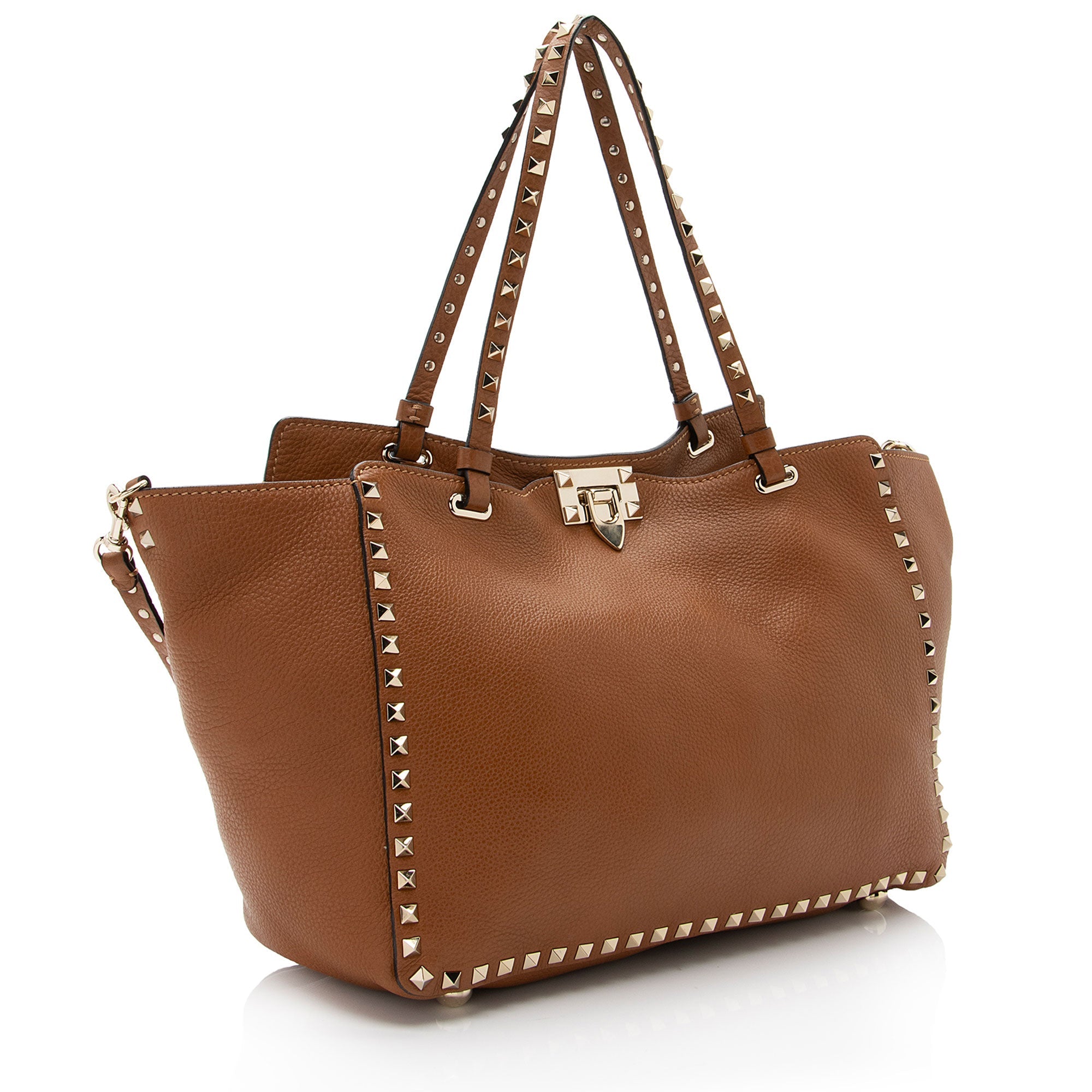 Valentino Grainy Calfskin Rockstud Medium Tote (SHF-EnAOS2)