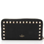 Valentino Grainy Calfskin Rockstud Zip Around Wallet (SHF-vsMR80)