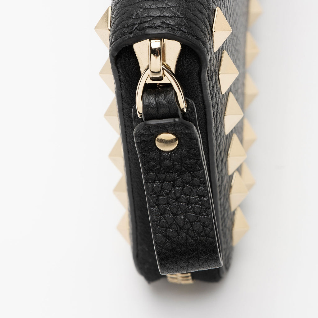 Valentino Grainy Calfskin Rockstud Zip Around Wallet (SHF-vsMR80)