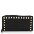 Valentino Grainy Calfskin Rockstud Zip Around Wallet (SHF-vsMR80)