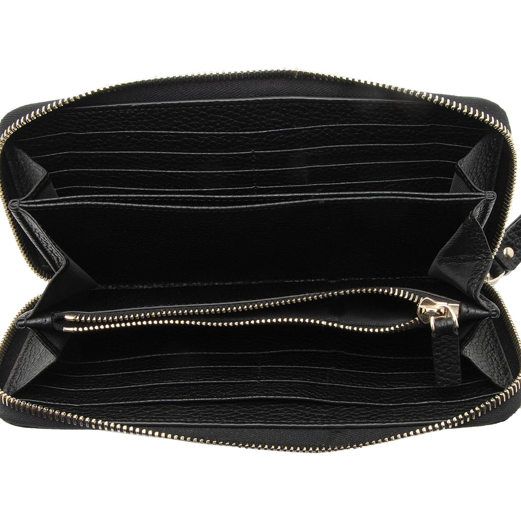 Valentino Grainy Calfskin Rockstud Zip Around Wallet (SHF-vsMR80)