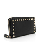 Valentino Grainy Calfskin Rockstud Zip Around Wallet (SHF-vsMR80)