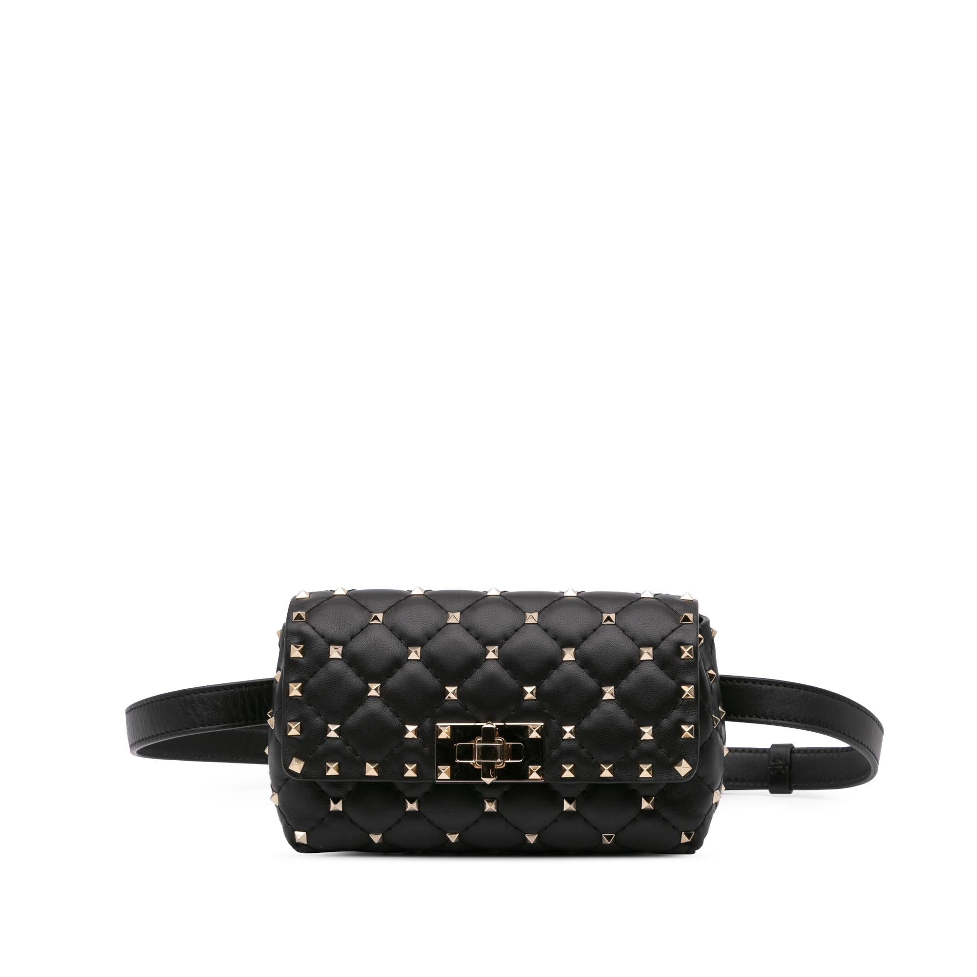 Valentino Lambskin Rockstud Spike Belt Bag