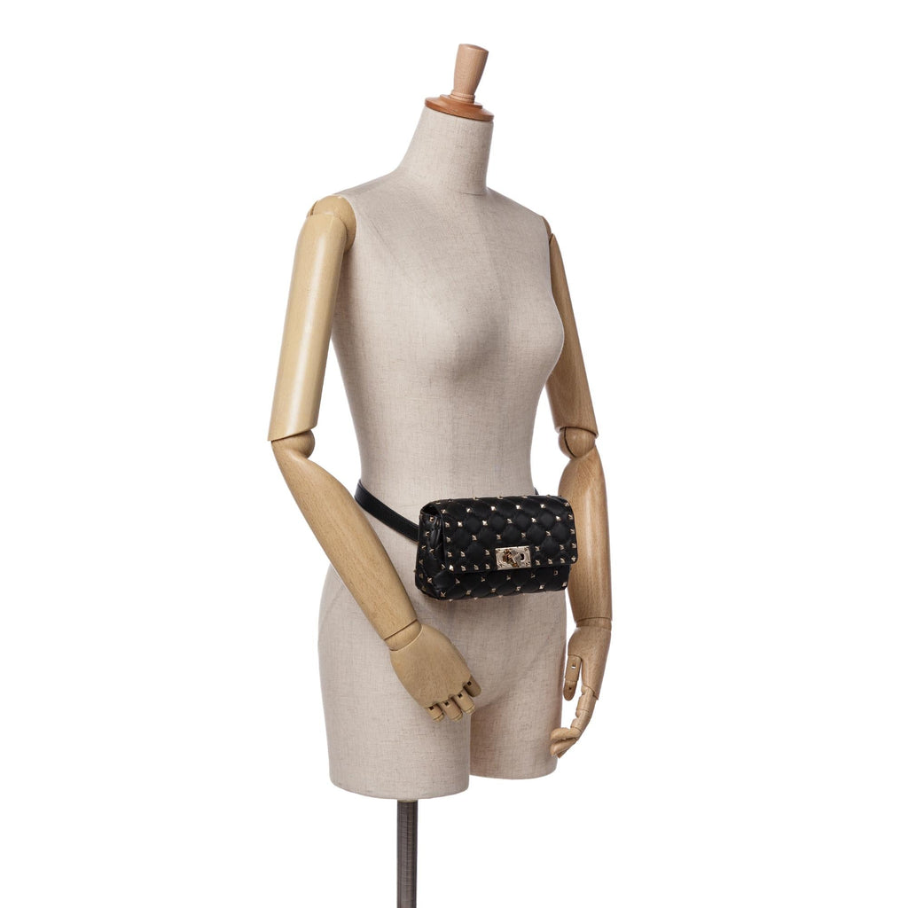Valentino Lambskin Rockstud Spike Belt Bag