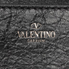 Valentino Lambskin Ruffle Rockstud Spike Very V Clutch (SHF-23893)