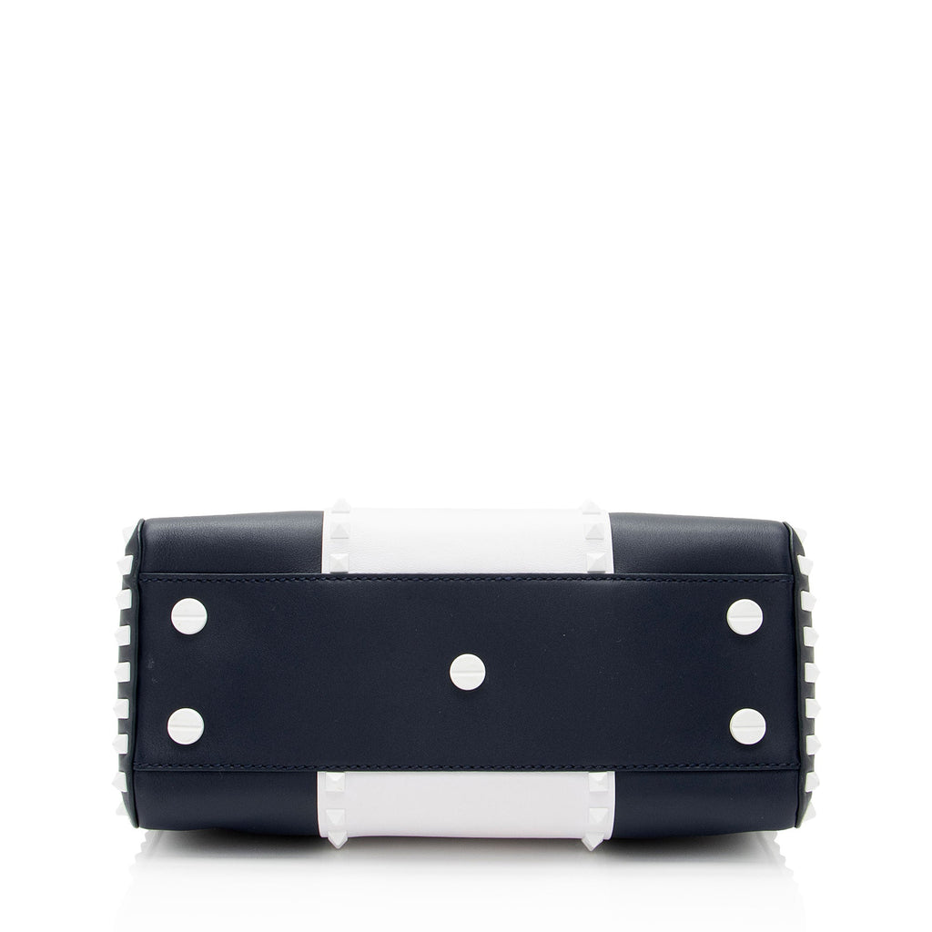Valentino Lambskin Colorblock Rockstud Top Handle (SHF-IpHYts)