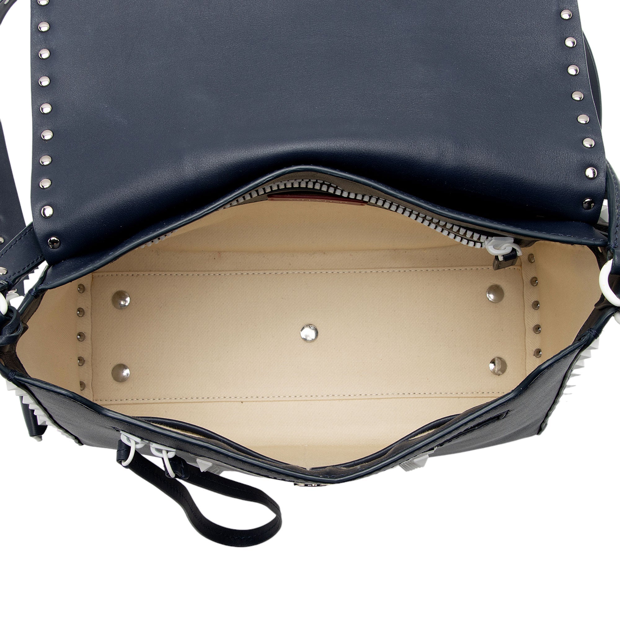 Valentino Lambskin Colorblock Rockstud Top Handle (SHF-IpHYts)