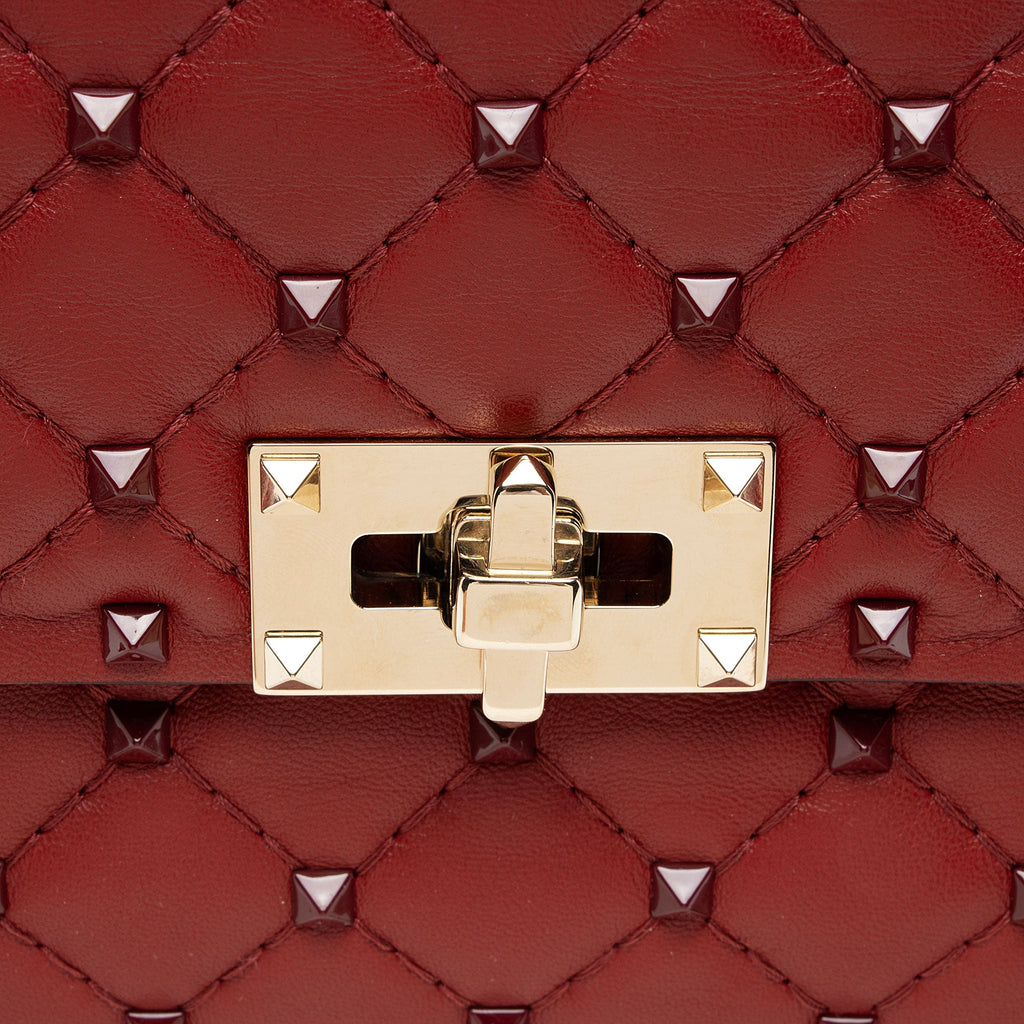 Valentino Calfskin Rockstud Spike Up Shoulder Bag (SHF-bfMgJN)
