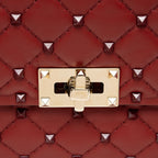 Valentino Calfskin Rockstud Spike Up Shoulder Bag (SHF-bfMgJN)