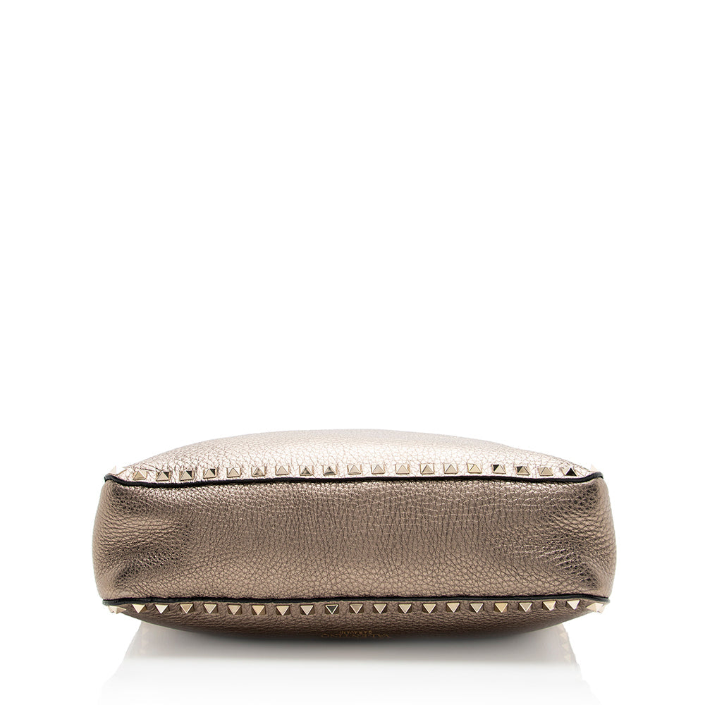 Valentino Metallic Calfskin Rockstud Messenger Bag (SHF-18357)