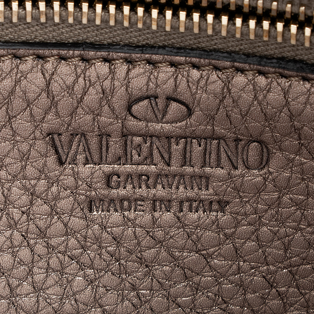 Valentino Metallic Calfskin Rockstud Messenger Bag (SHF-18357)