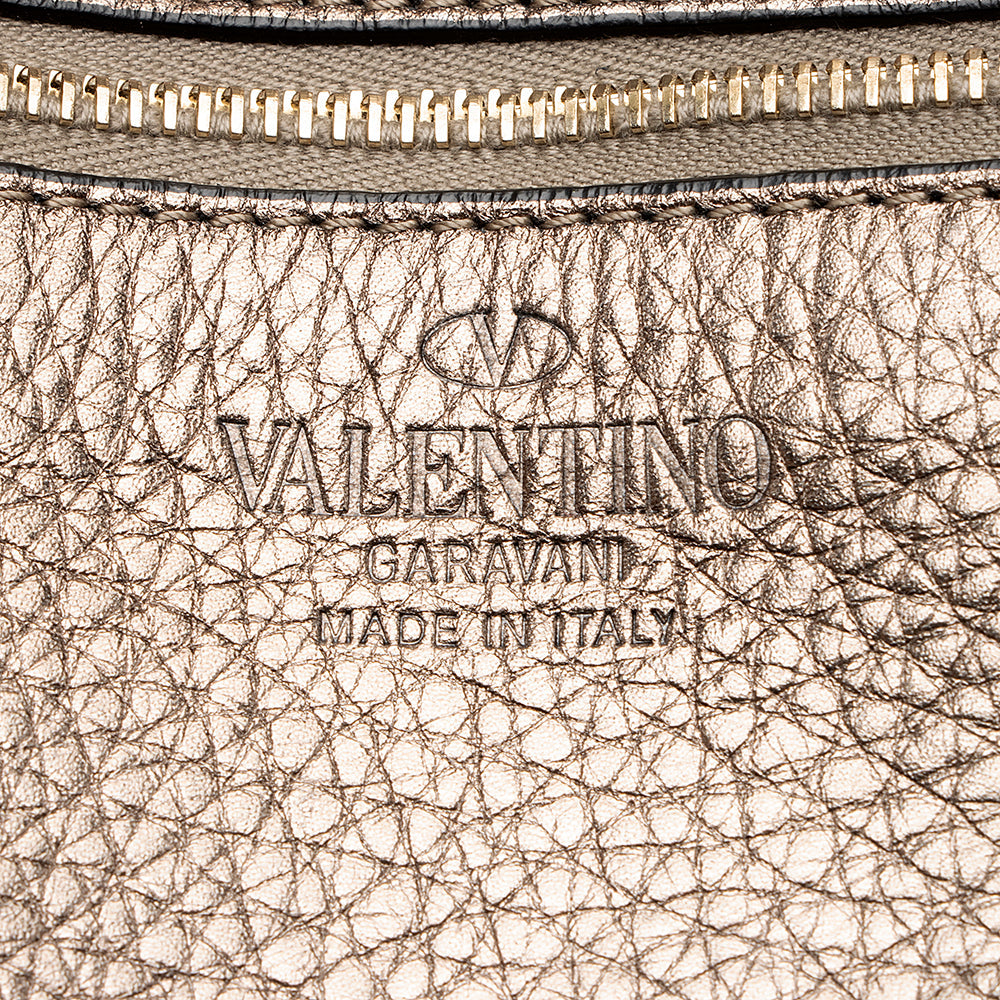 Valentino Metallic Calfskin Rockstud Messenger Bag (SHF-21791)
