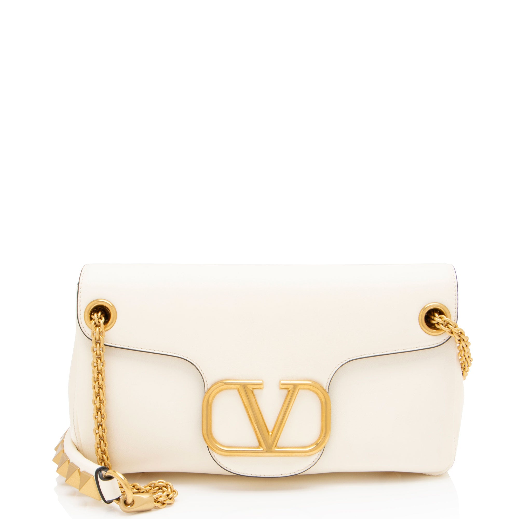 Valentino Lambskin VLogo Stud Sign Shoulder Bag (SHF-AjqgEs)