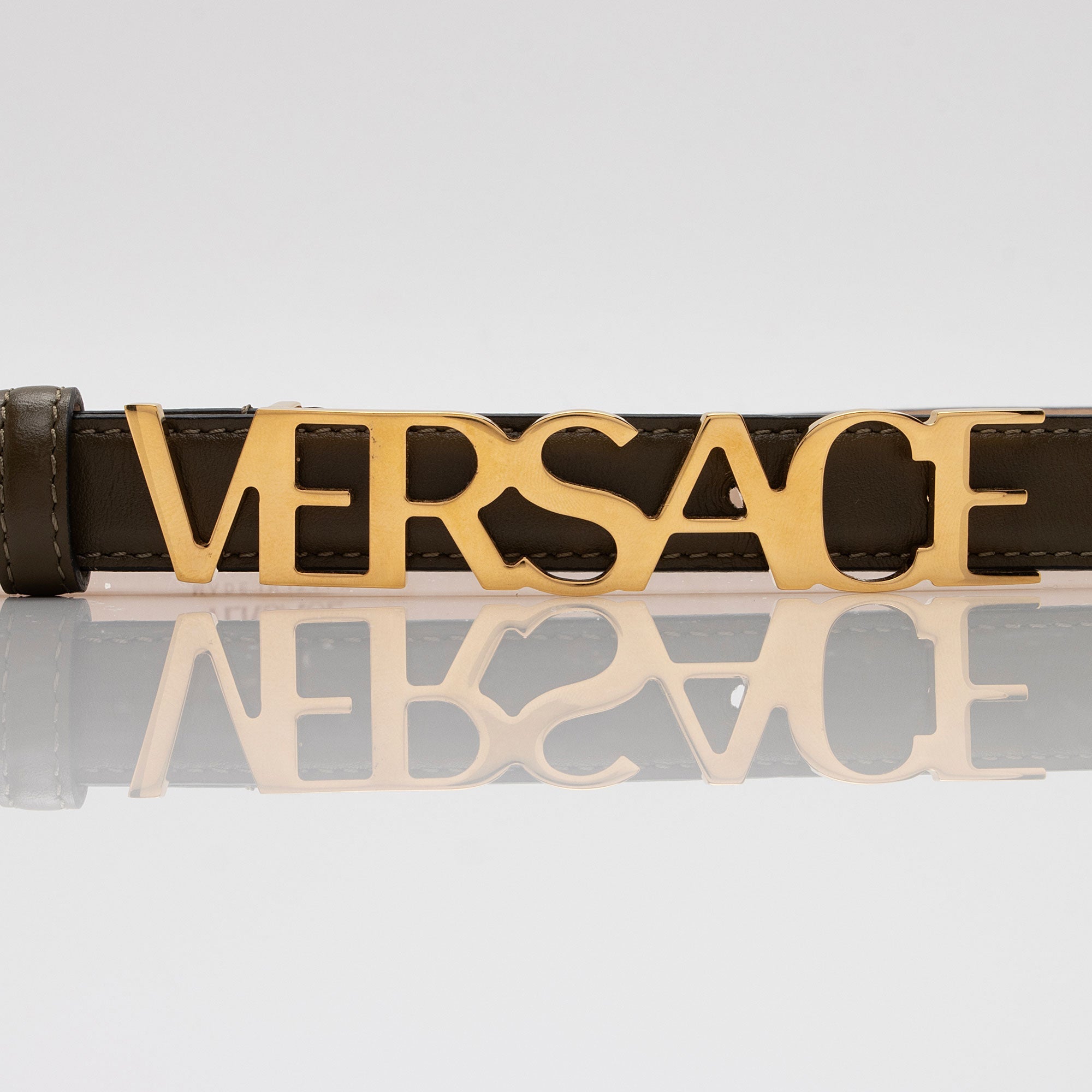 Versace Calfskin Greca Goddess Skinny Belt - Size 32 / 80 (SHF-tSxqCn)