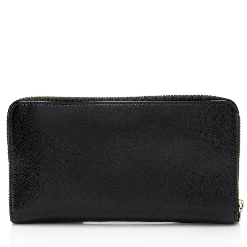 Versace Calfskin V Stitch Zip Around Continental Wallet (SHF-5uxipD)