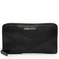Versace Calfskin V Stitch Zip Around Continental Wallet (SHF-5uxipD)