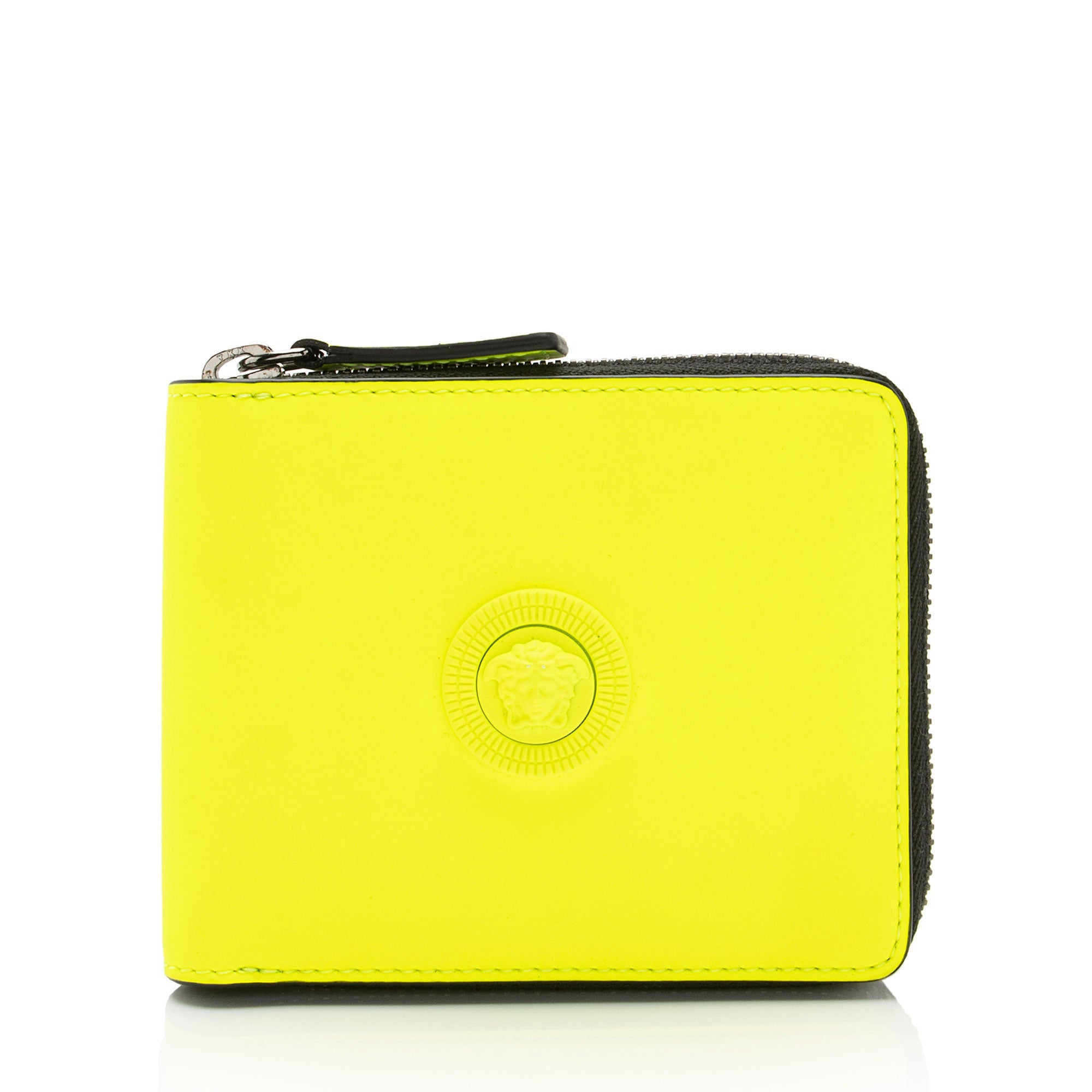 Versace Rubberized Calfskin Medusa Zip Bi-Fold Wallet (SHF-WKnEPa)